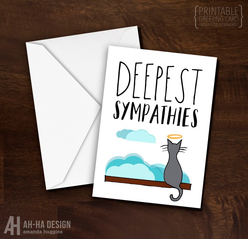 Cat Sympathy Printable Greeting Card Cat Condolence Digital | Etsy