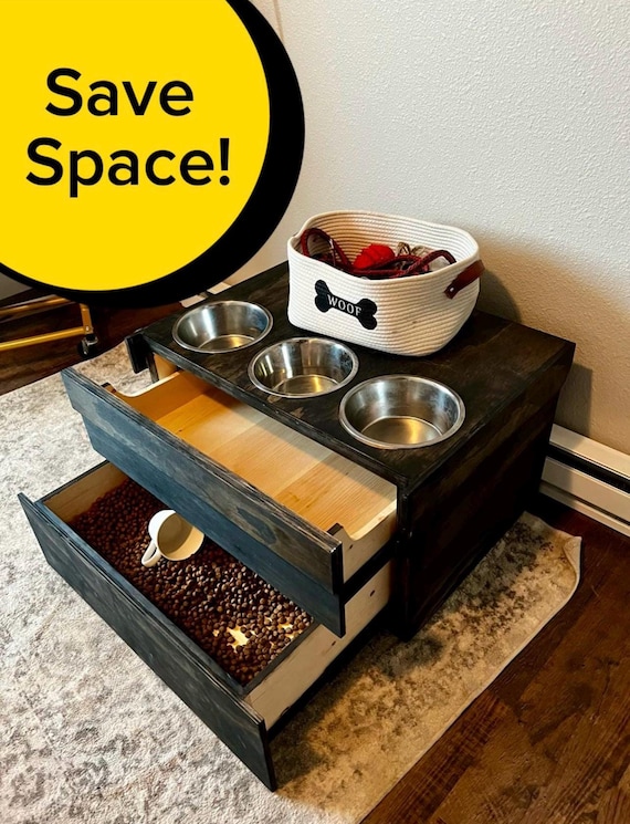 DIY Dog Bowl Feeder with Storage – Woodworking Plans for Elevated Pet Feeding Station – Printable Blueprint for Dog Food Stand