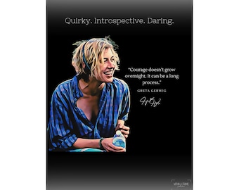 Greta Gerwig Quote Matte Vertical Poster, Autographed Wall Art