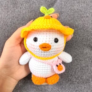 Cute Crochet Duck Amigurumi Pattern PDF – Digital Download, Duck Plush with Hat & Bag, Kawaii Amigurumi Tutorial, DIY Crochet Toy
