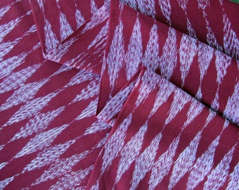 Guatemalan Ikat Fabric in Ruby Red with Diamonds - one yard cut