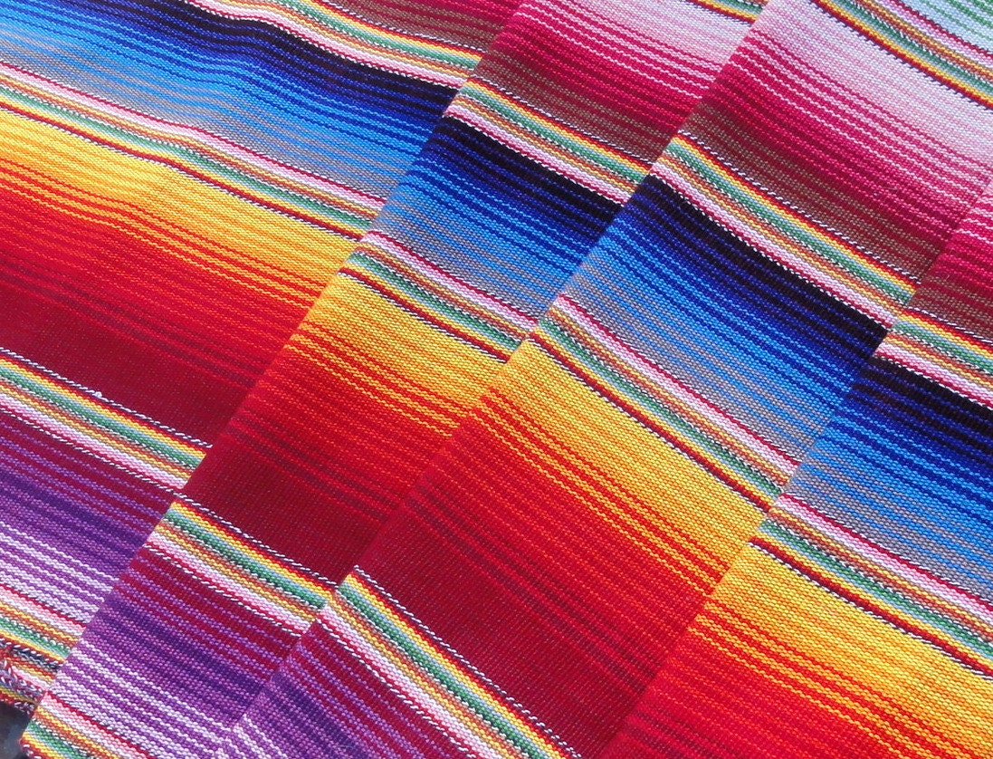 Guatemalan Hand Woven Fabric in Varigated Bright Stripes