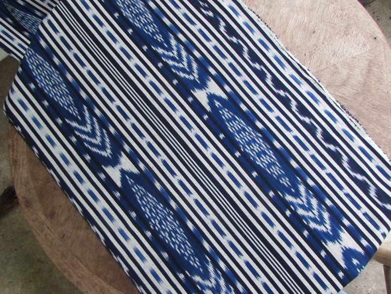 Guatemalan Ikat Blue Geometric Stripes image 4