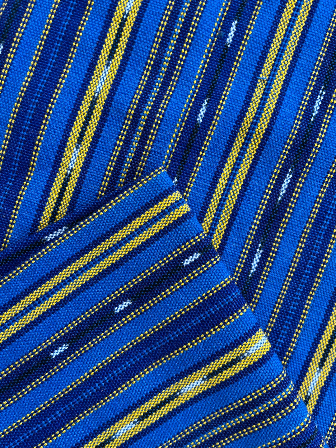 Guatemalan Fabric Blue and Yellow Ikat Stripes Etsy