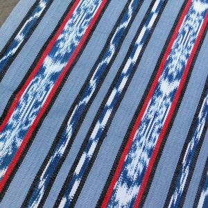 Guatemalan Ikat Fabric Red, White, and Blue image 3
