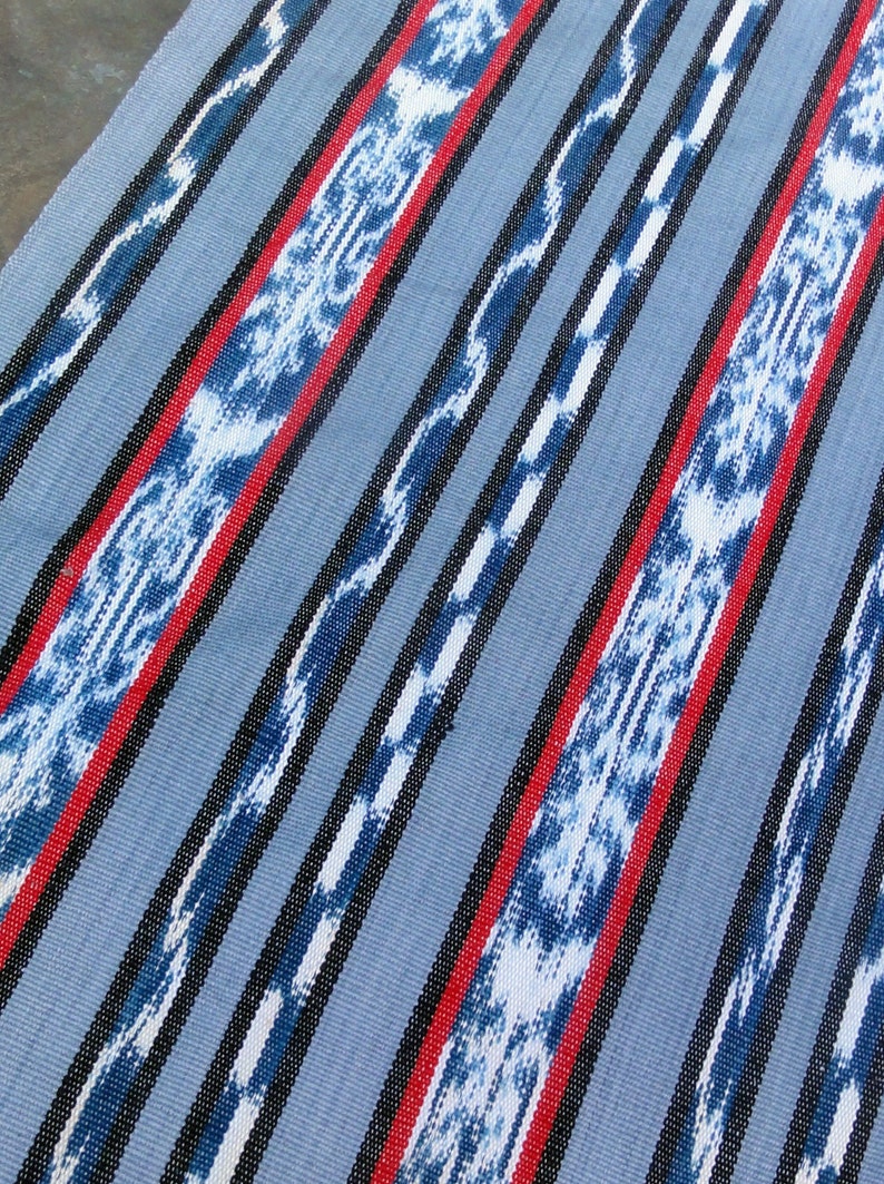 Guatemalan Ikat Fabric Red, White, and Blue image 3