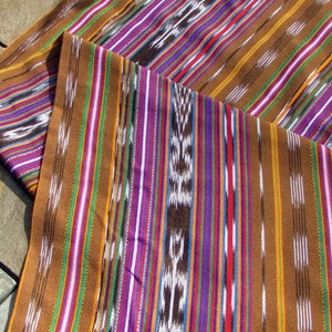 Guatemalan Ikat Fabric in Raw Sienna Stripe lightweight image 1