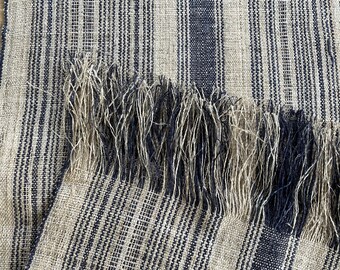 Hmong Hand Woven Hemp - Rustic -Natural Indigo and Raw Hemp