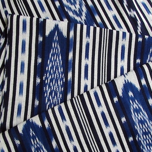 Guatemalan Ikat Blue Geometric Stripes image 1