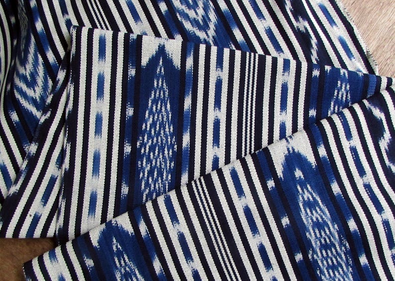 Guatemalan Ikat Blue Geometric Stripes image 1