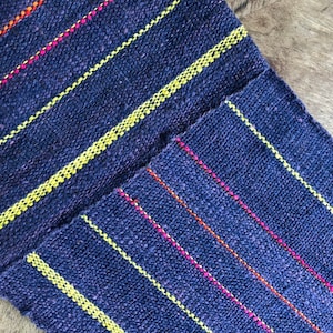 Peruvian Hand Woven Wool Fabric - Indigo with Stripes - 53 inches