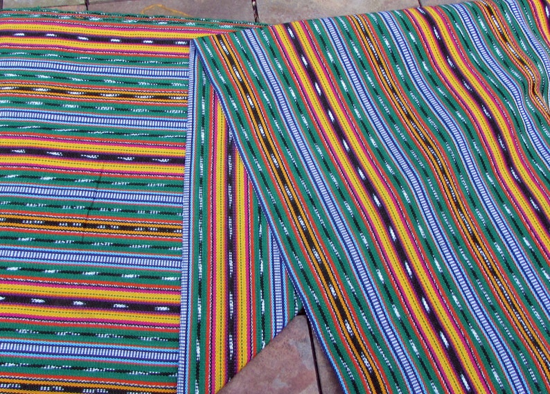 Guatemalan Fabric Green Stripe image 2