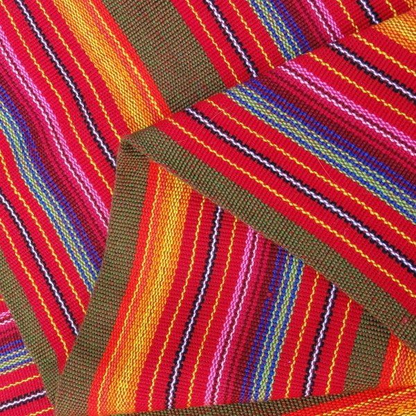 Guatemalan Fabric in Olive and Bright Stripes