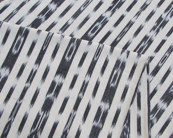 Guatemalan Ikat Fabric - White with Black Stripe