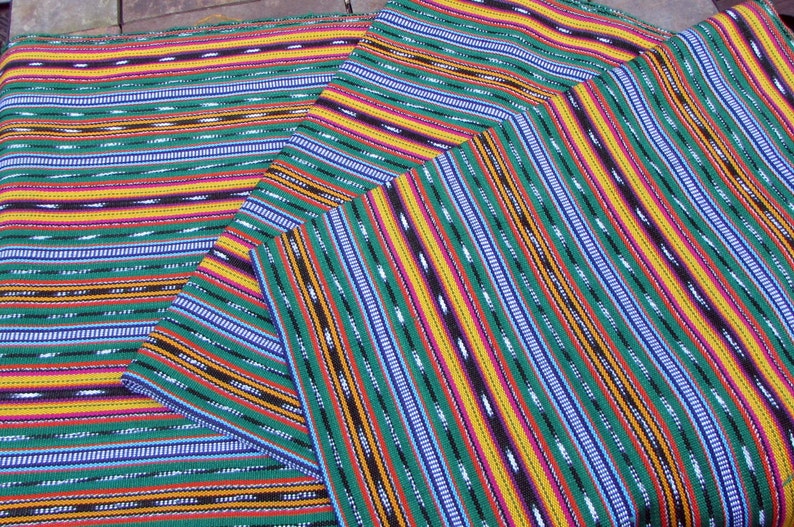 Guatemalan Fabric Green Stripe image 3