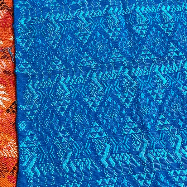 Guatemalan Huipil Panel from Tactic  -Blue 13.5 wide X 40 inches long