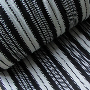 Guatemalan Fabric - Bi-Color Stripe Black and Natural White