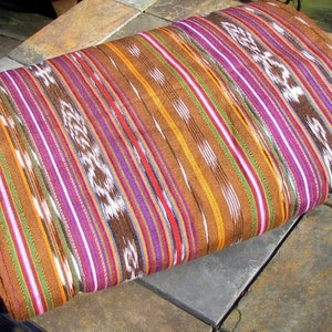 Guatemalan Ikat Fabric in Raw Sienna Stripe lightweight image 3