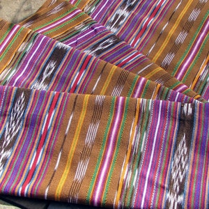 Guatemalan Ikat Fabric in Raw Sienna Stripe lightweight image 2