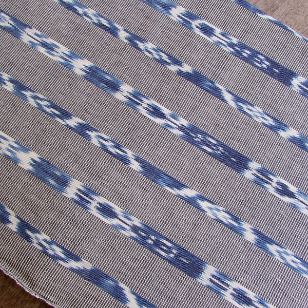 Guatemalan Fabric - Blue and White Ikat as a Stripe