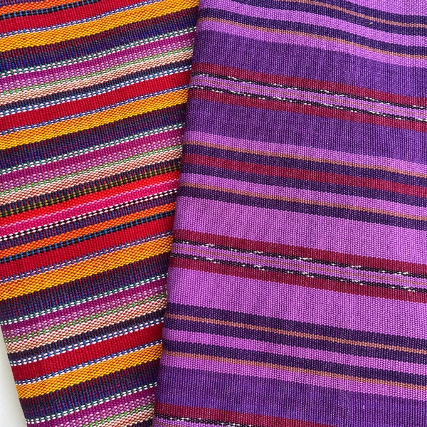 Guatemalan Fabric Sampler - Glorious Purple and Circus Stripe