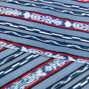 Guatemalan Ikat Fabric Red, White, and Blue image 1