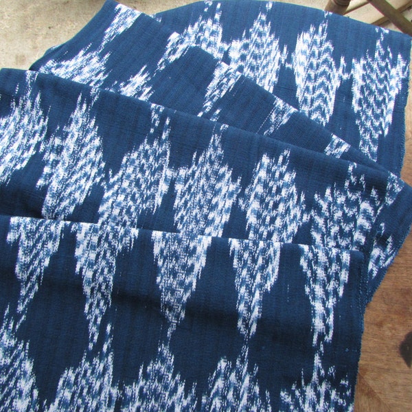 Guatemalan Ikat Fabric - Navy Blue Diamonds