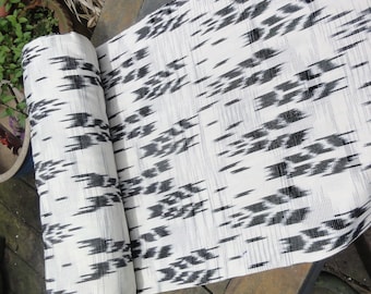 Ikat Fabric White with Black Design - one yard cut