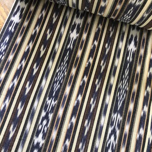 Guatemalan Ikat Fabric Denim Blue and Brown image 2