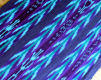 Guatemalan Ikat Fabric - Electric Blues and Greens