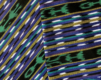 Guatemalan Fabric - Cobalt Blue and Green Ikat