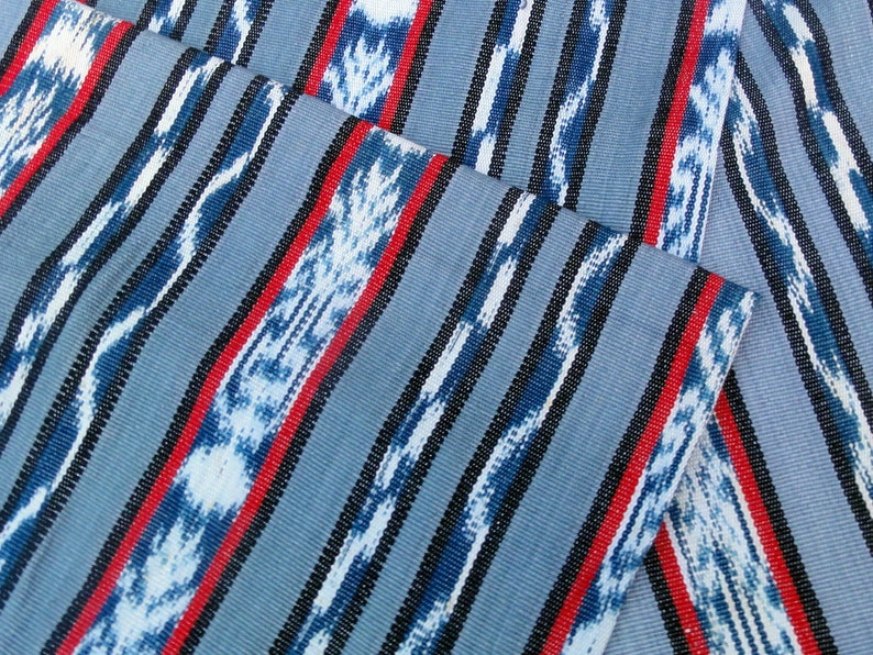 Guatemalan Ikat Fabric Red, White, and Blue image 4