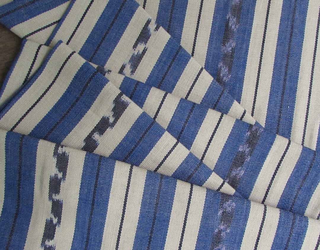 Guatemalan Denim Blue and Natural Ikat Stripe - Etsy