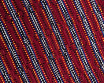 Guatemalan Fabric - Red and Blue Brocade