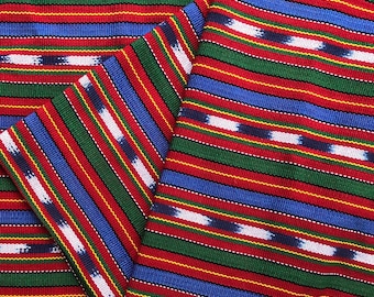 Guatemalan Ikat Fabric - Christmas Red and Green