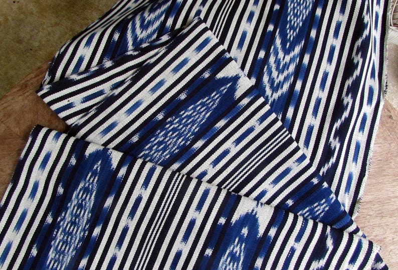 Guatemalan Ikat Blue Geometric Stripes image 3