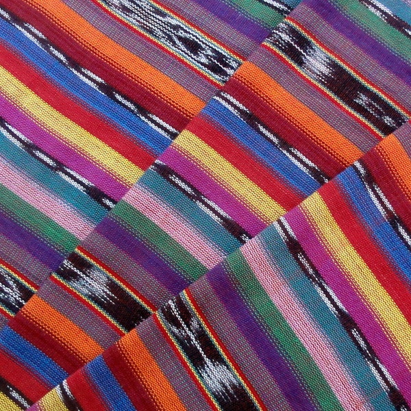 Guatemalan Fabric in Bright Ikat Stripes