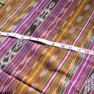 Guatemalan Ikat Fabric in Raw Sienna Stripe lightweight image 4