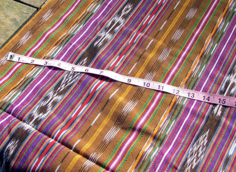 Guatemalan Ikat Fabric in Raw Sienna Stripe lightweight image 4