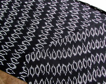 Guatemalan Ikat Fabric - Black with White Ovals - one yard cut