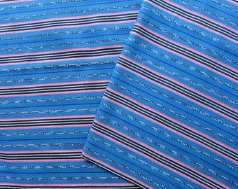 Guatemalan Fabric - Aqua Blue with Pink Stripe