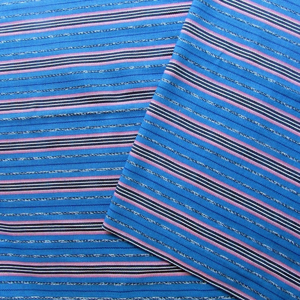 Guatemalan Fabric - Aqua Blue with Pink Stripe