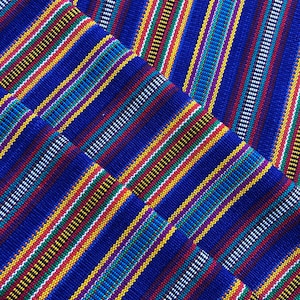Guatemalan Ikat Fabric - Ibiza Blue Stripes