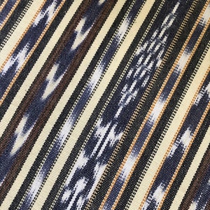 Guatemalan Ikat Fabric Denim Blue and Brown image 4