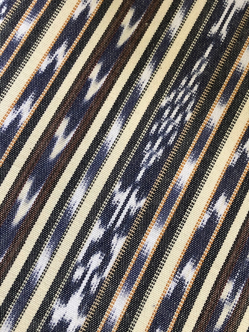 Guatemalan Ikat Fabric Denim Blue and Brown image 4