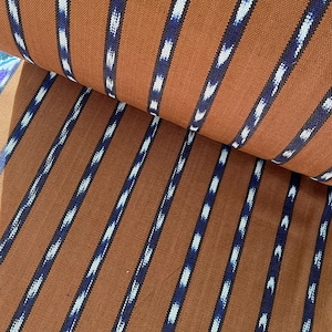 Guatemalan Ikat Fabric - Cafe and Indigo Blue Stripes