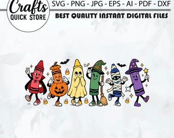 Diseño PNG SVG de camiseta de profesor con crayones de Halloween, regalo espeluznante para profesores, linda camiseta gráfica para el aula, atuendo de profesor de otoño para descarga digital