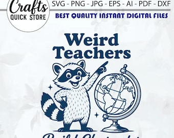 Funny Raccoon Teacher SVG: Weird Teachers Build Character (Digital Download