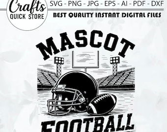 Football Mascot Template svg, png | Custom Football Team Name | Vintage Football Stadium Design | Digital Download