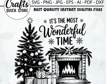 Christmas Time Digital Download, It's The Most Wonderful Time PNG File, Christmas PNG, Vintage Christmas png file, Retro Christmas